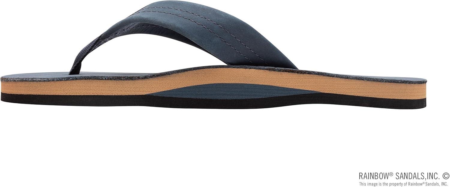 Rainbow Sandals Women’s Single Layer Premier Leather(Navy W/Fawn Midsole)