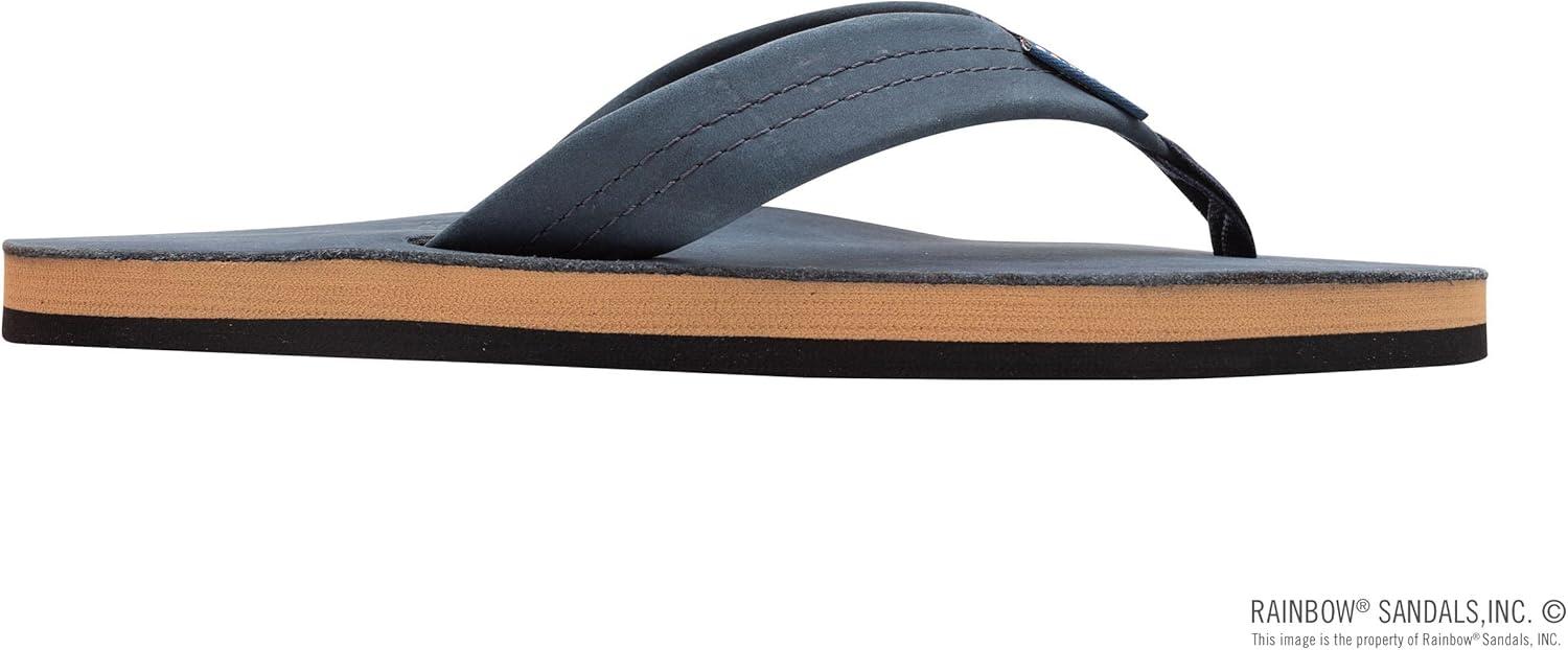 Rainbow Sandals Women’s Single Layer Premier Leather(Navy W/Fawn Midsole)