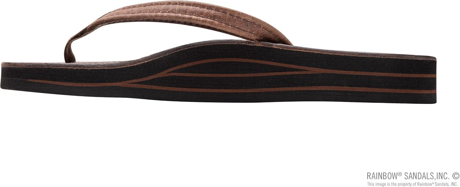 Rainbow Sandals Ladies Luxury Leather – Double Layer Arch Support with 1/2″ Narrow Straps(Oak)