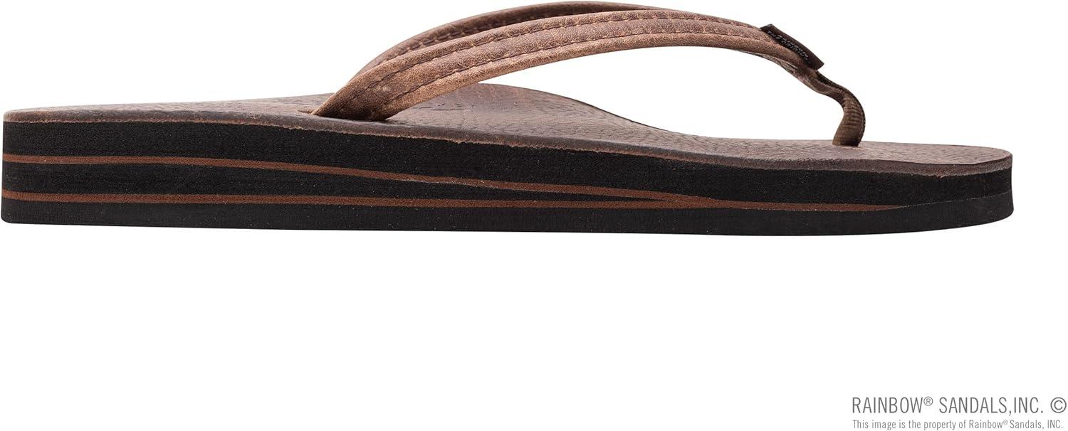 Rainbow Sandals Ladies Luxury Leather – Double Layer Arch Support with 1/2″ Narrow Straps(Oak)