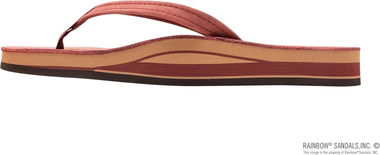 Rainbow Sandals Women’s Double Layer, Narrow Strap, Leather Sandals w/Arch(Cognac W/Fawn Midsole)