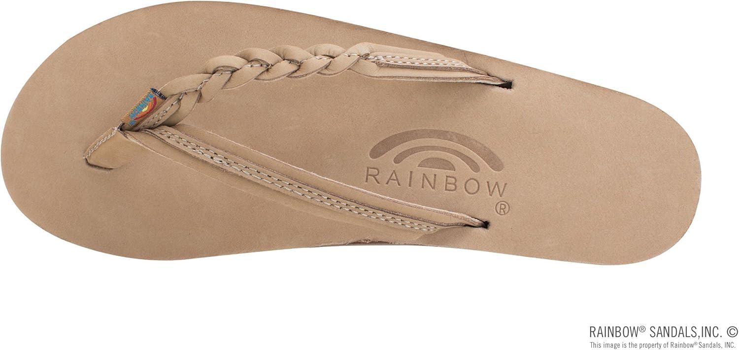 Rainbow Sandals Women’s Flirty Braidy Premier Leather w/Single Braided Strap(Sierra Brown)