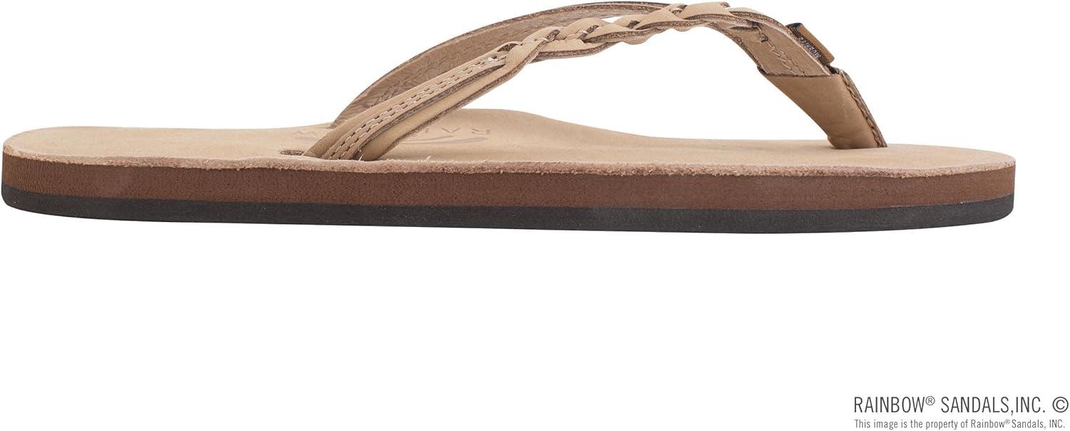 Rainbow Sandals Women’s Flirty Braidy Premier Leather w/Single Braided Strap(Sierra Brown)