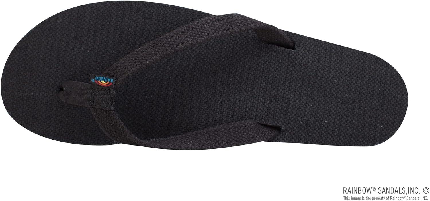 Rainbow Sandals Women’s Single Layer Hemp w/Narrow Strap(Black)
