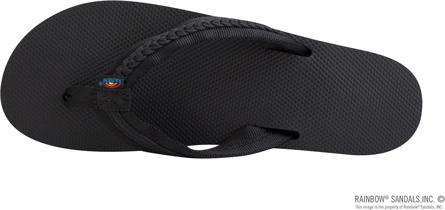 Rainbow Sandals Women’s Four Layer Wedge Rubber 3/4″ Nylon Braided Strap, Black/Braided, Ladies Medium / 6.5-7.5 B(M) US