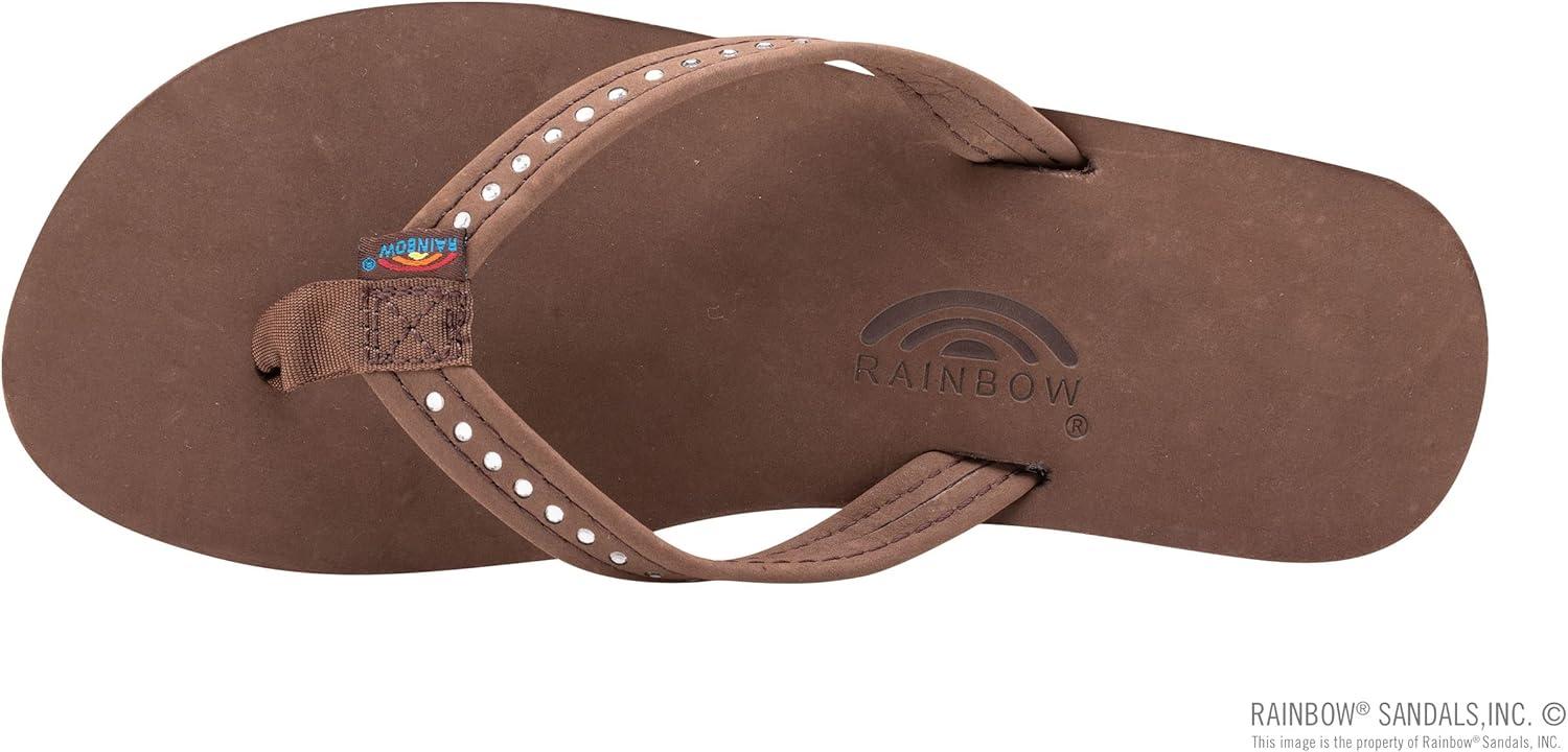 Rainbow Sandals Kid’s Single Layer Premier Leather w/Narrow Crystal Strap(Expresso)