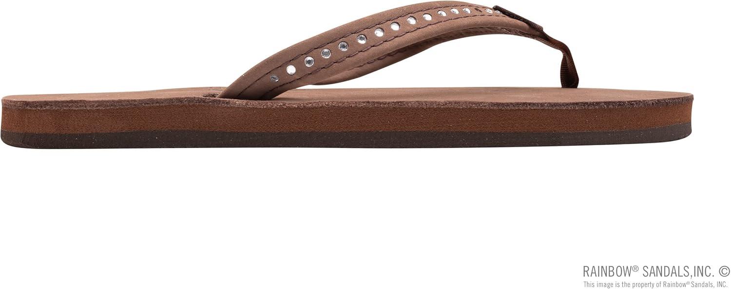 Rainbow Sandals Kid’s Single Layer Premier Leather w/Narrow Crystal Strap(Expresso)