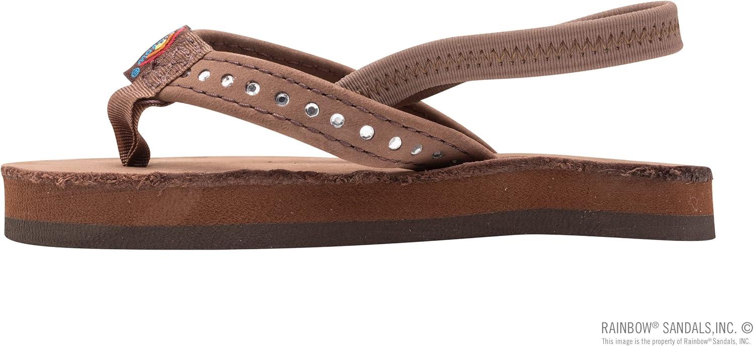 Rainbow Sandals Kid’s Single Layer Premier Leather w/Narrow Crystal Strap(Expresso With Backstrap)