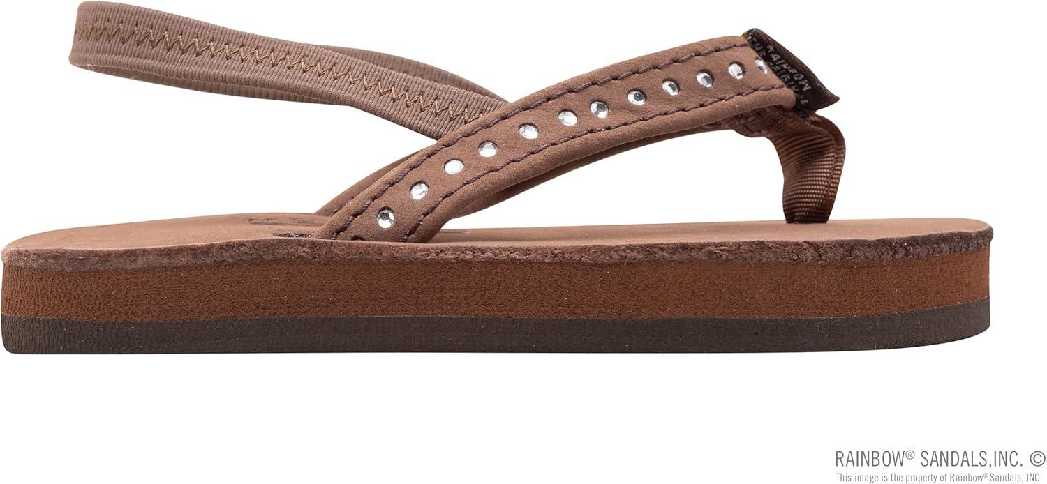 Rainbow Sandals Kid’s Single Layer Premier Leather w/Narrow Crystal Strap(Expresso With Backstrap)