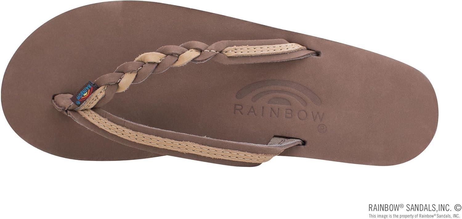 Rainbow Sandals Women’s Flirty Braidy Premier Leather w/Single Braided Strap(Expresso/Sierra Brown)