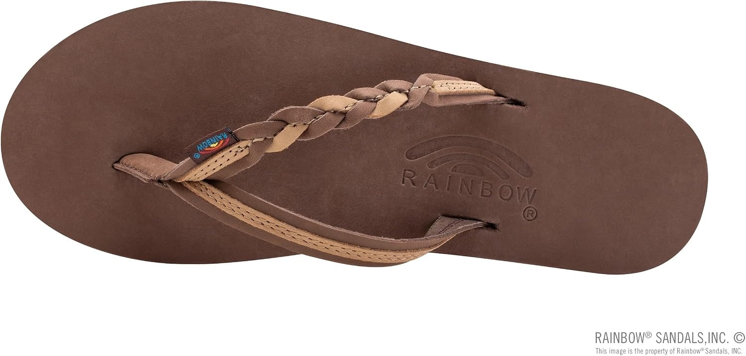 Rainbow Sandals Women’s Double Layer Flirty Braidy Premier Leather w/Single Braided Strap(Expresso/Sierra Brown)