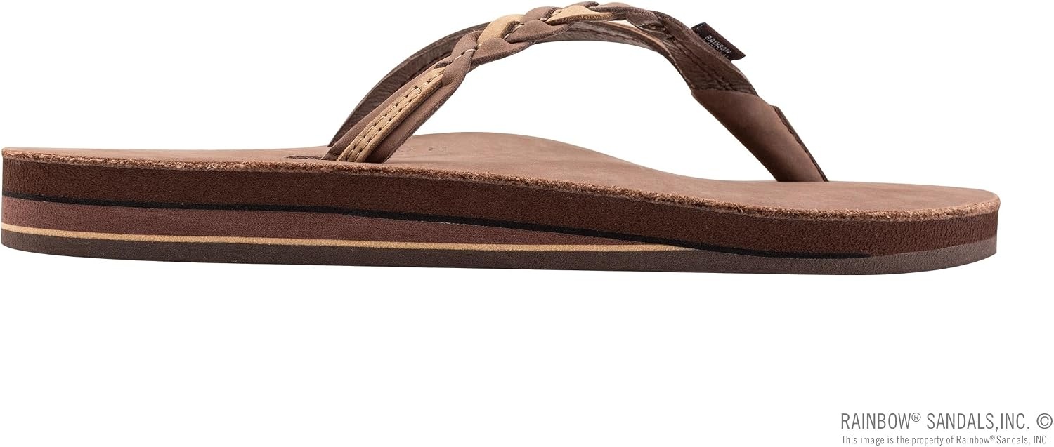 Rainbow Sandals Women’s Double Layer Flirty Braidy Premier Leather w/Single Braided Strap(Expresso/Sierra Brown)
