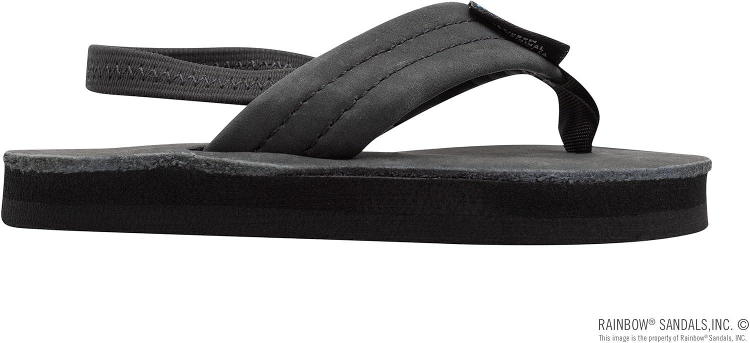 Rainbow Sandals Kid’s Single Layer Premier Leather(Premier Black With Backstrap)