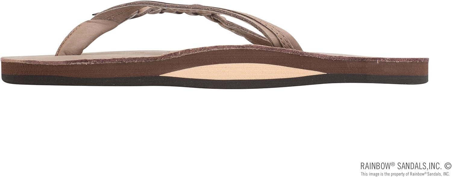 Rainbow Sandals Women’s Flirty Braidy Premier Leather w/Single Braided Strap(Dark Brown)