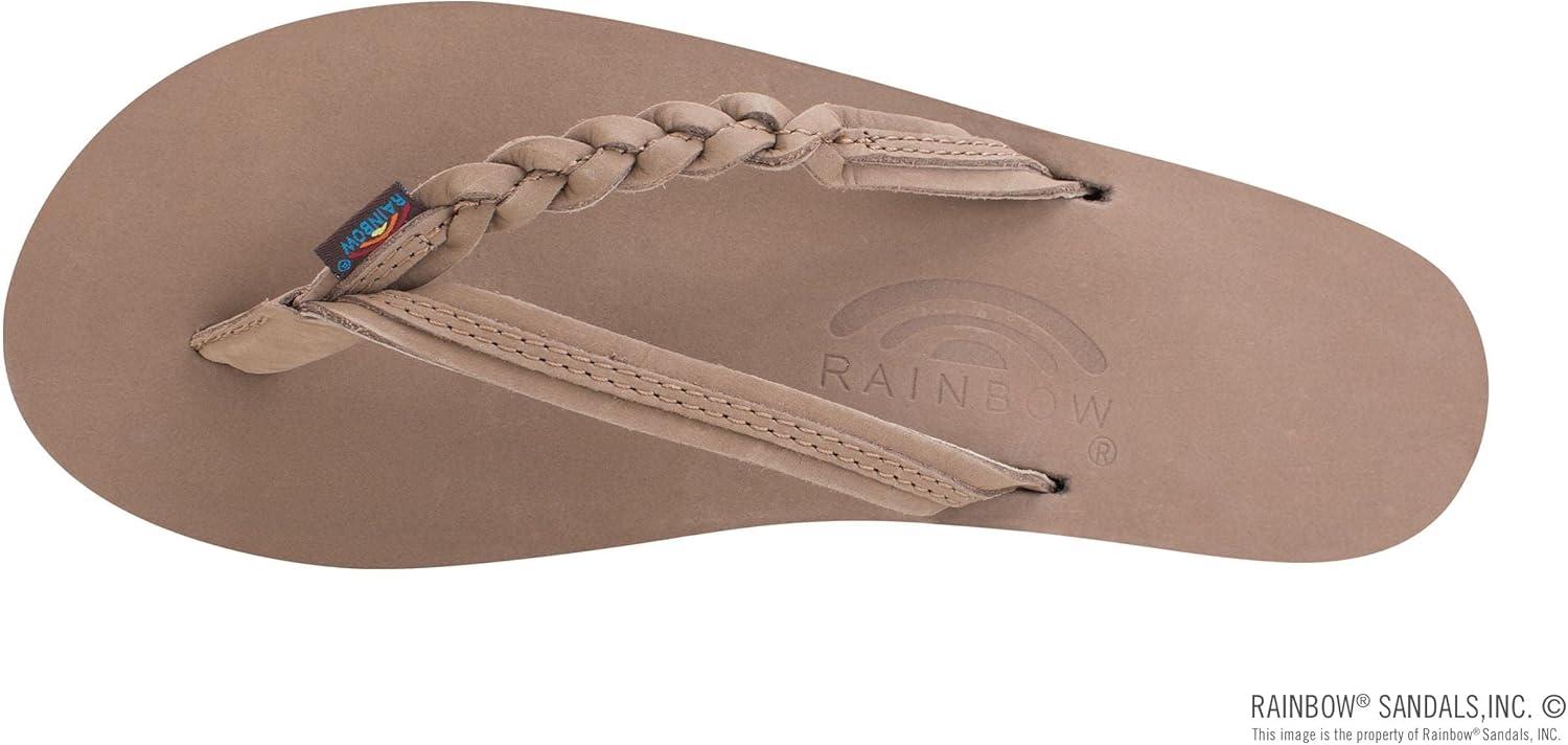 Rainbow Sandals Women’s Flirty Braidy Premier Leather w/Single Braided Strap(Dark Brown)