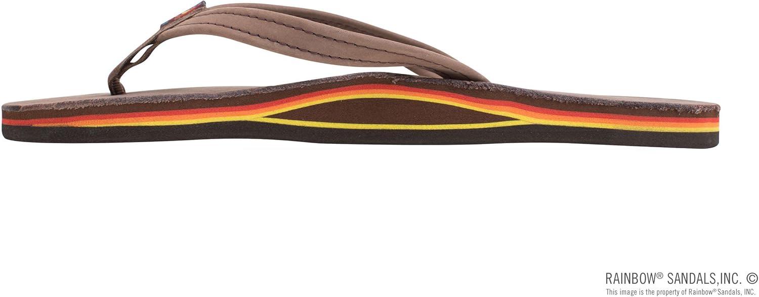 Rainbow Sandals Women’s Single Layer Leather Sandal Narrow Strap(Expresso/Rainbow)