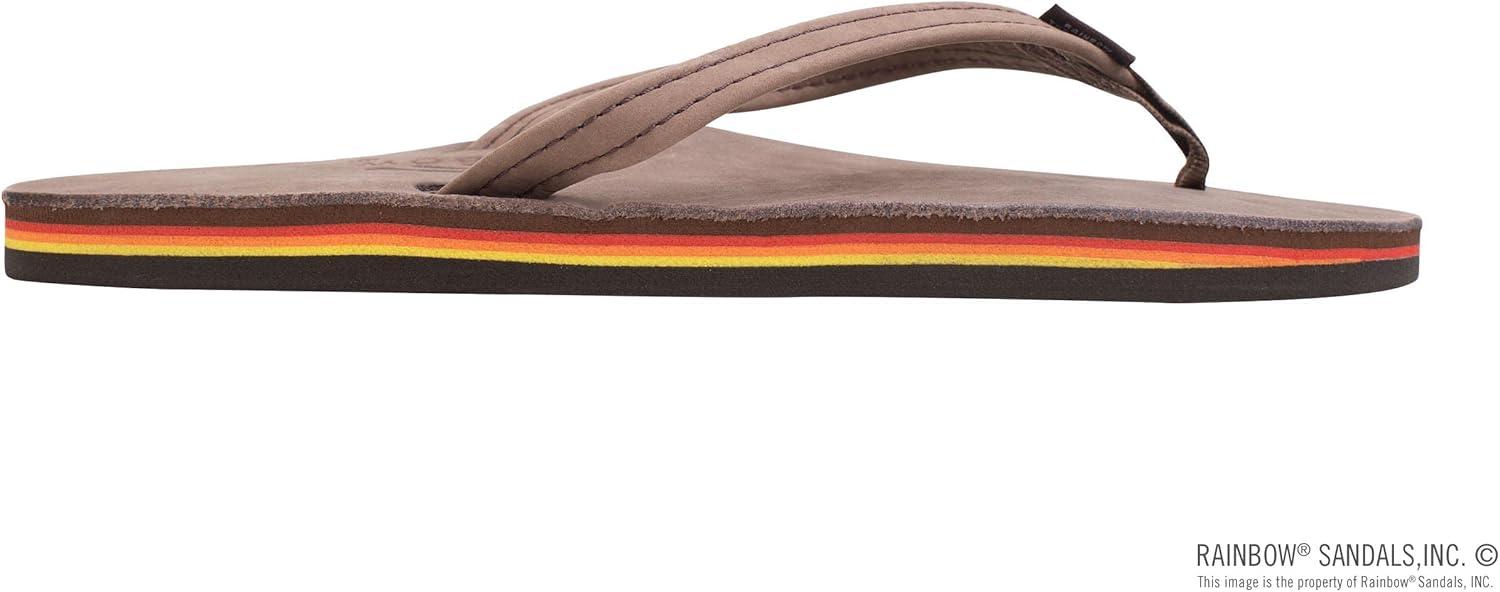 Rainbow Sandals Women’s Single Layer Leather Sandal Narrow Strap(Expresso/Rainbow)