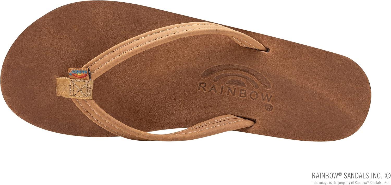 Rainbow Sandals Ladies Luxury Leather – Double Layer Arch Support with 1/2″ Narrow Straps(Buckskin)