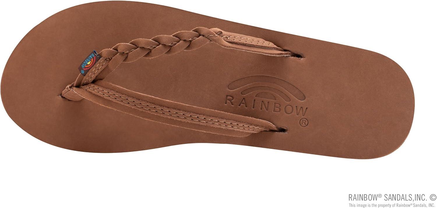 Rainbow Sandals Women’s Double Layer Flirty Braidy Premier Leather w/Single Braided Strap(Redwood)