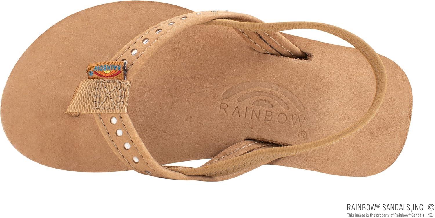 Rainbow Sandals Kid’s Single Layer Premier Leather w/Narrow Crystal Strap(Sierra Brown With Backstrap)