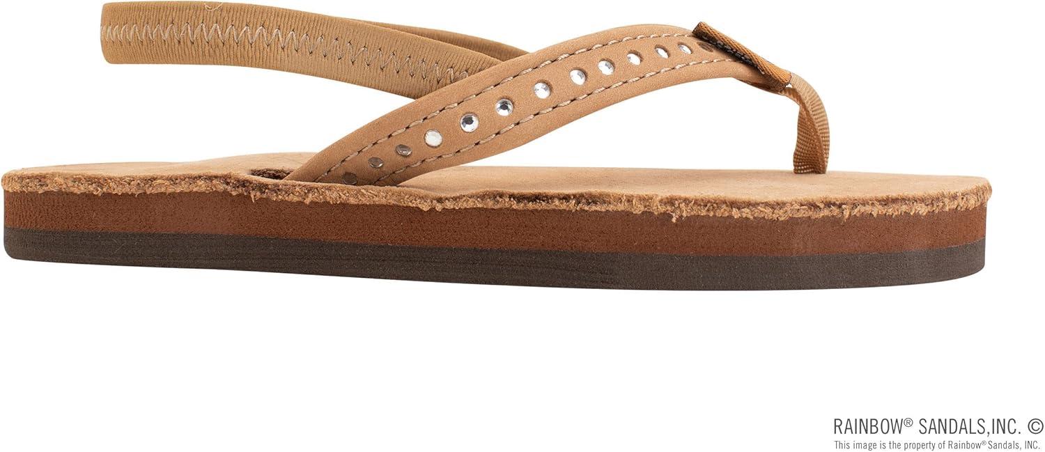 Rainbow Sandals Kid’s Single Layer Premier Leather w/Narrow Crystal Strap(Sierra Brown With Backstrap)