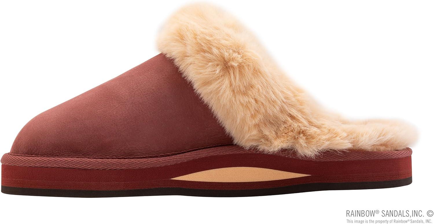 Rainbow Sandals Ladies Sunset Snugs – Premier Leather, Fleece Lined Slipper(Cognac)