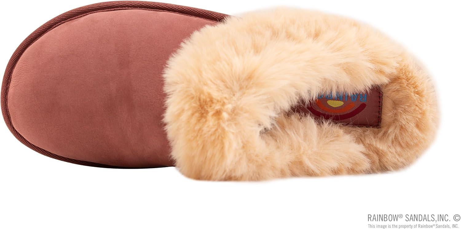Rainbow Sandals Ladies Sunset Snugs – Premier Leather, Fleece Lined Slipper(Cognac)