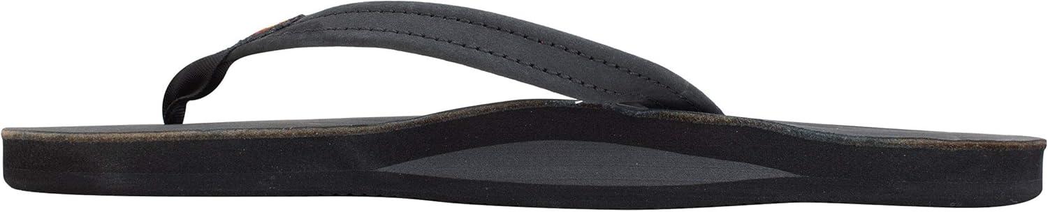 Rainbow Sandals Women’s Single Layer Leather Sandal Narrow Strap(Premier Black)