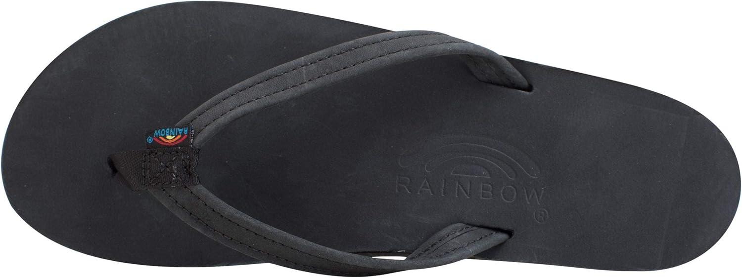 Rainbow Sandals Women’s Single Layer Leather Sandal Narrow Strap(Premier Black)