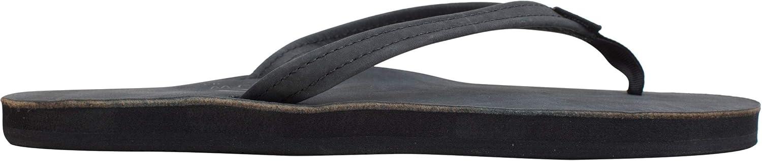 Rainbow Sandals Women’s Single Layer Leather Sandal Narrow Strap(Premier Black)