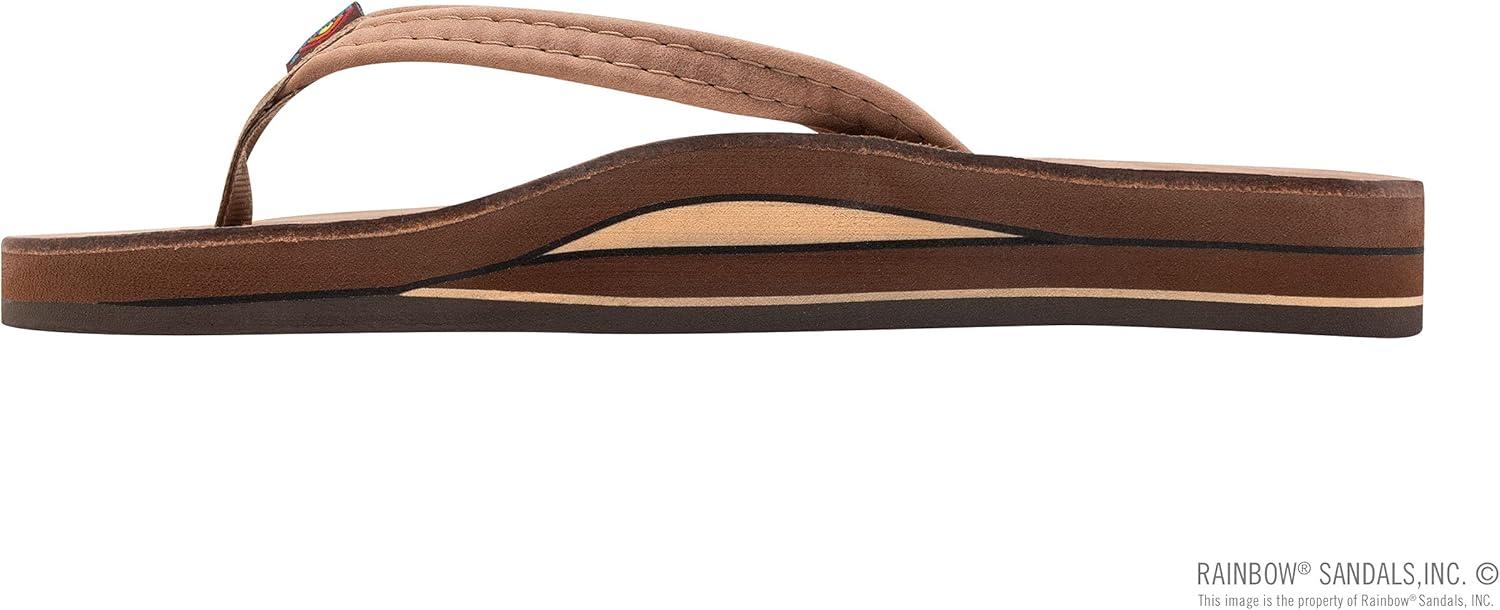 Rainbow Sandals Ladies Luxury Leather – Double Layer Arch Support with 1/2″ Narrow Straps(Nogales Wood)