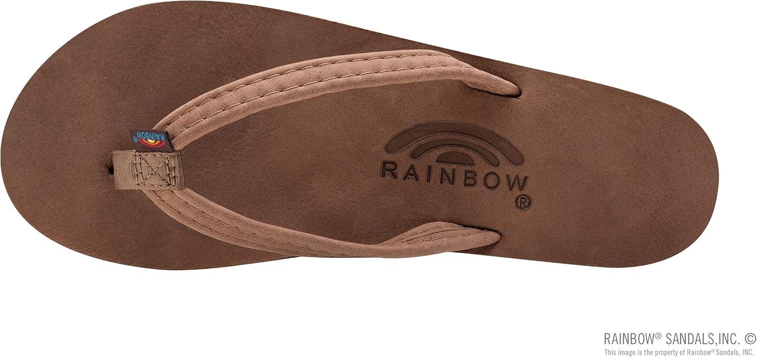 Rainbow Sandals Ladies Luxury Leather – Double Layer Arch Support with 1/2″ Narrow Straps(Nogales Wood)