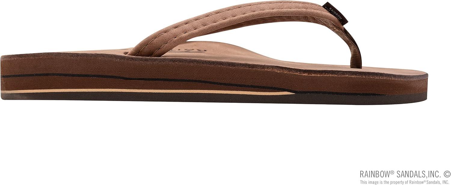 Rainbow Sandals Ladies Luxury Leather – Double Layer Arch Support with 1/2″ Narrow Straps(Nogales Wood)