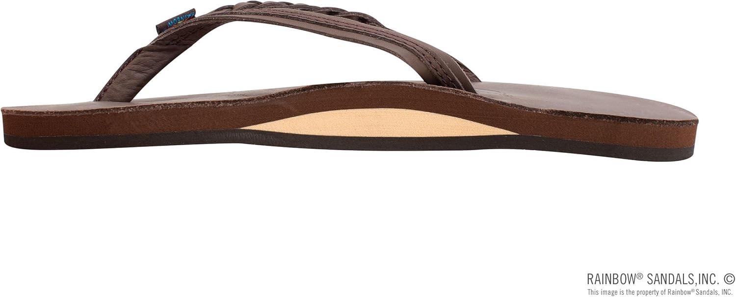 Rainbow Sandals Women’s Flirty Braidy Premier Leather w/Single Braided Strap(Mocha)