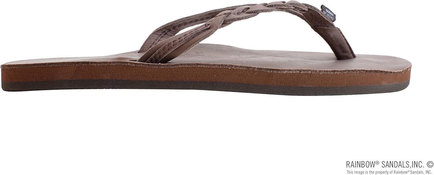 Rainbow Sandals Women’s Flirty Braidy Premier Leather w/Single Braided Strap(Mocha)
