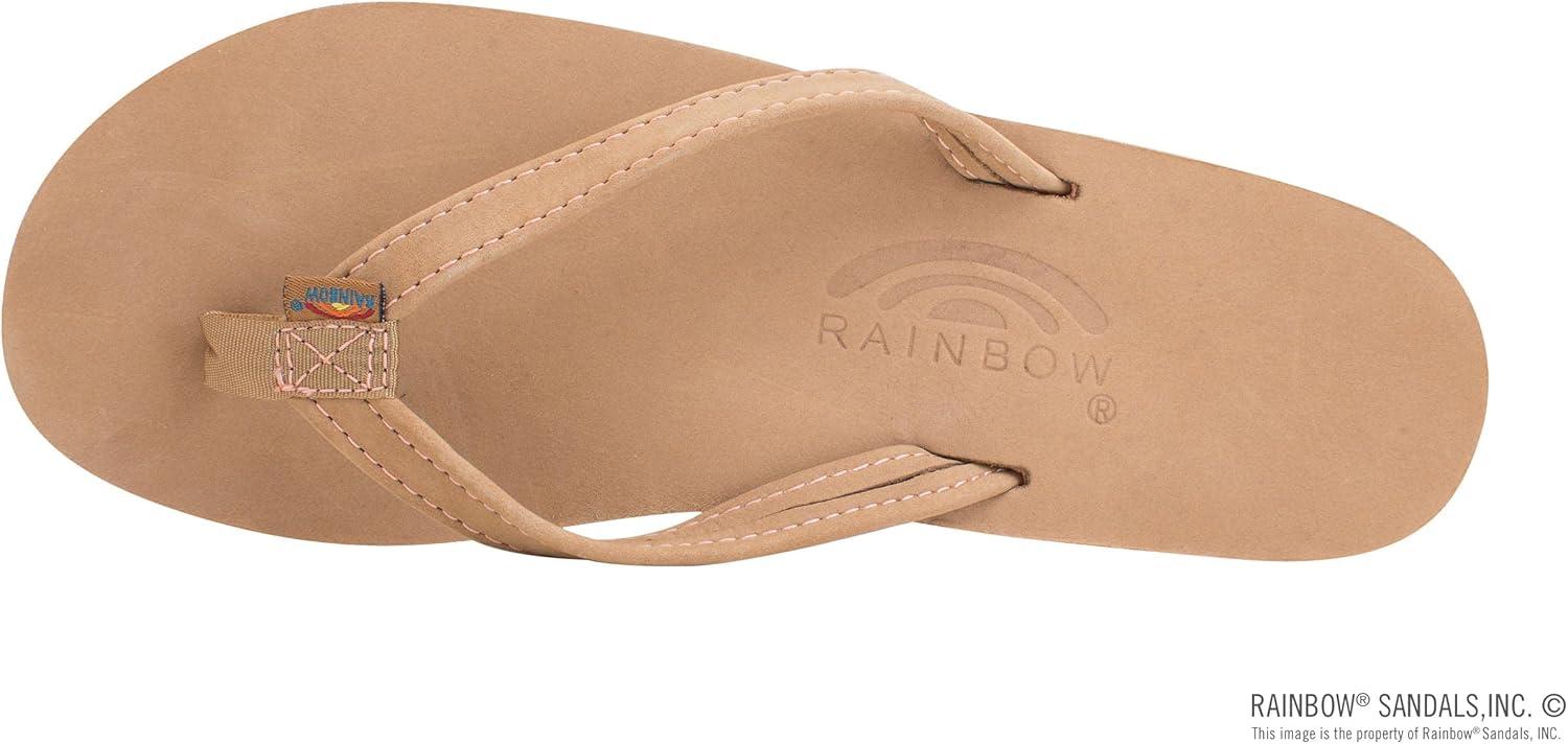 Rainbow Sandals Women’s Single Layer Leather Sandal Narrow Strap(Sierra Brown-melon)