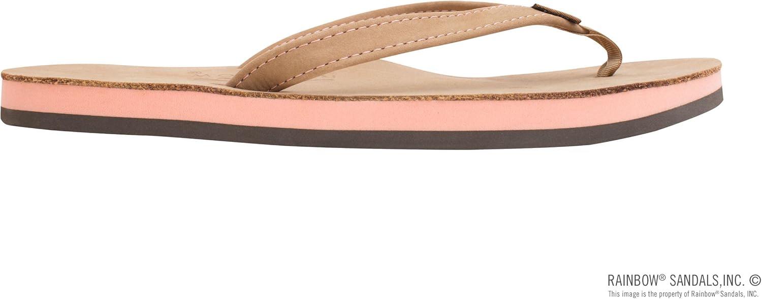 Rainbow Sandals Women’s Single Layer Leather Sandal Narrow Strap(Sierra Brown-melon)