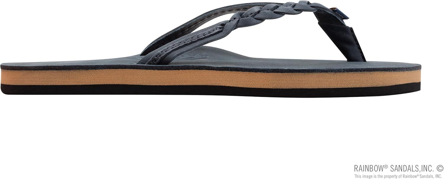 Rainbow Sandals Women’s Flirty Braidy Premier Leather w/Single Braided Strap(Navy)