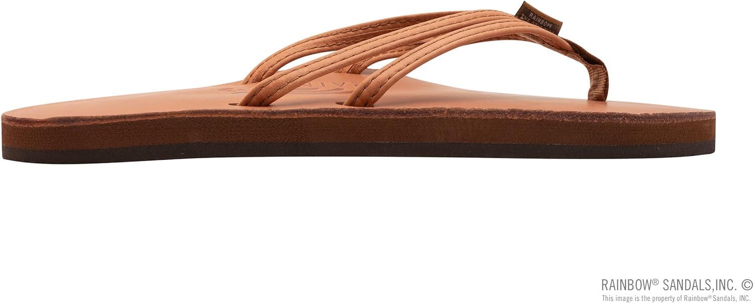 Rainbow Sandals Ladies The Sand Piper Luxury Leather – Single Layer Arch w/Double Narrow 1/3″ Strap(Tahitian Tan)