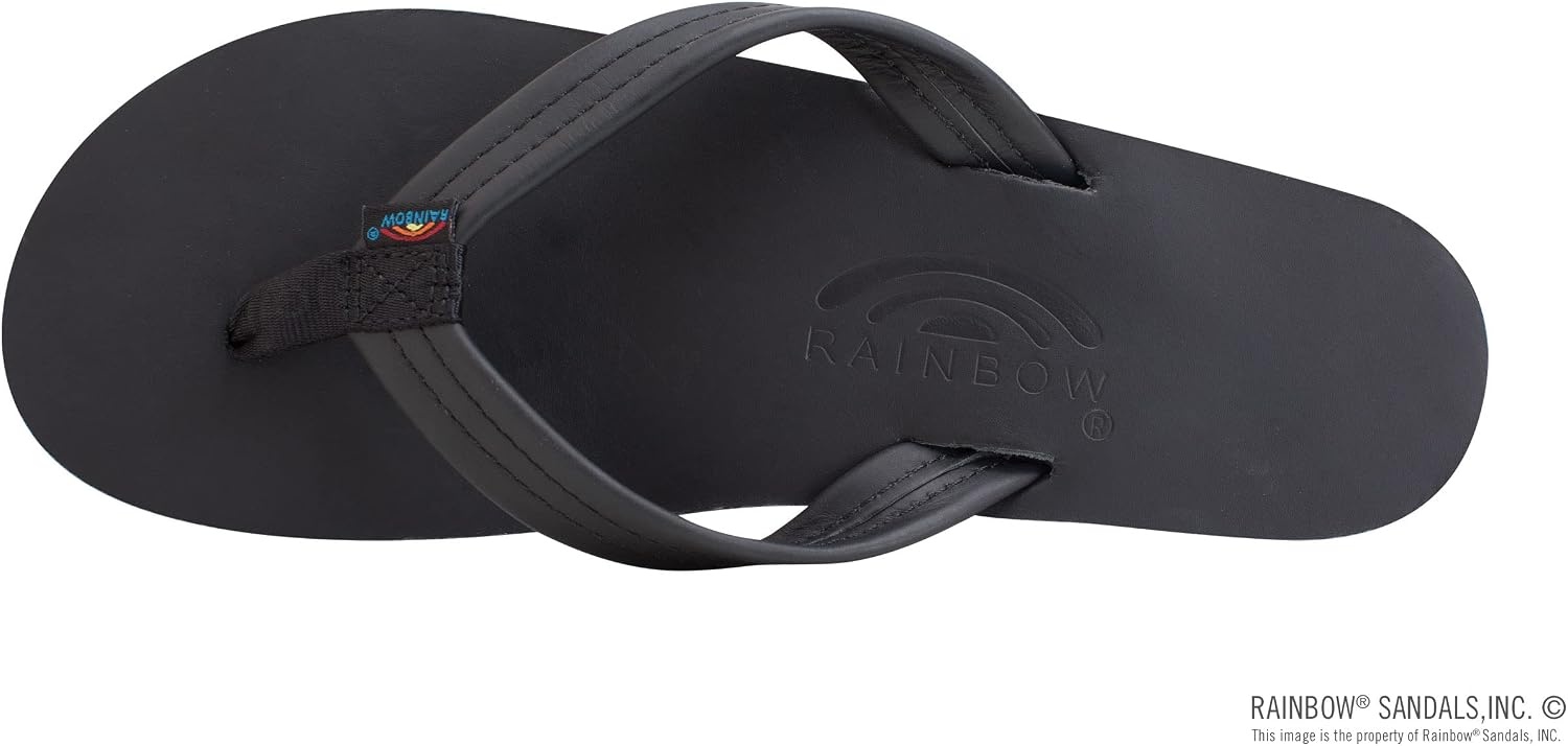 Rainbow Sandals Women’s Four Layer Wedge 3/4″ Leather Strap, Black/Rainbow, Ladies Medium / 6.5-7.5 B(M) US