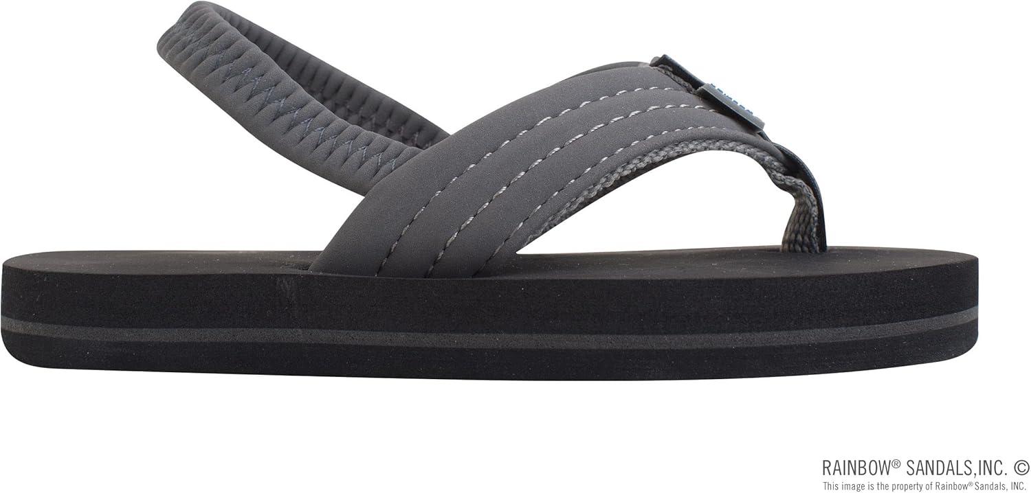 Rainbow Sandals Kid’s Grombow’s Soft Top Rubber w/Neoprene Strap and Backstrap(Dark Grey With Backstrap)
