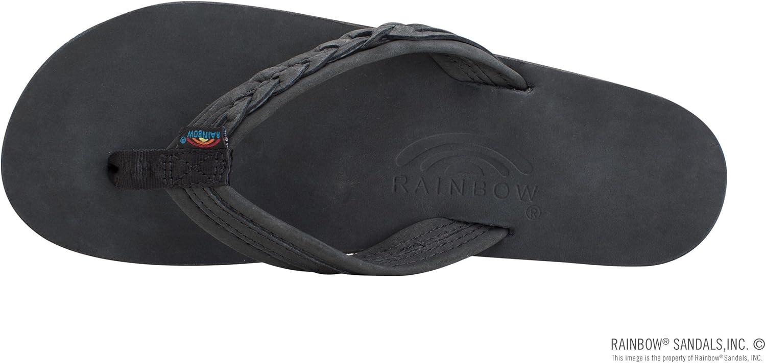Rainbow Sandals Madison – Four Layer Arch Support with a Braid on a 3/4″ Medium Strap(Premier Black)