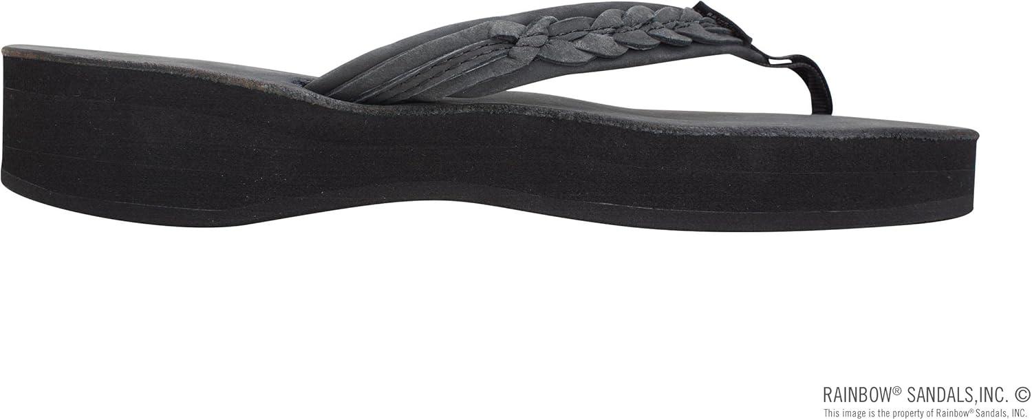 Rainbow Sandals Madison – Four Layer Arch Support with a Braid on a 3/4″ Medium Strap(Premier Black)