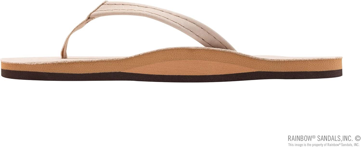 Rainbow Sandals Women’s Single Layer Leather Sandal Narrow Strap(Sand)