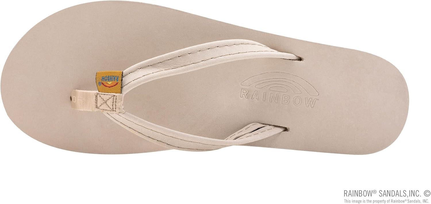 Rainbow Sandals Women’s Single Layer Leather Sandal Narrow Strap(Sand)