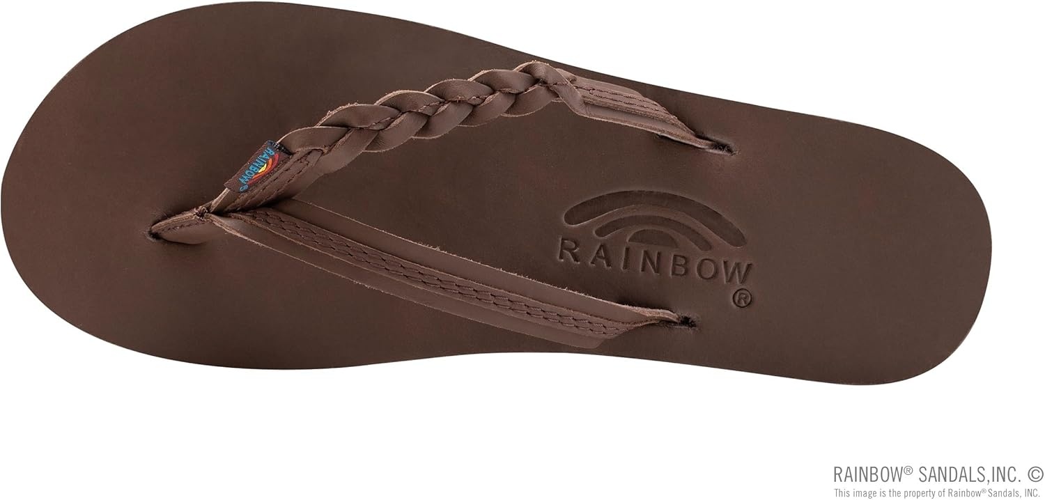 Rainbow Sandals Women’s Double Layer Flirty Braidy Premier Leather w/Single Braided Strap(Mocha)