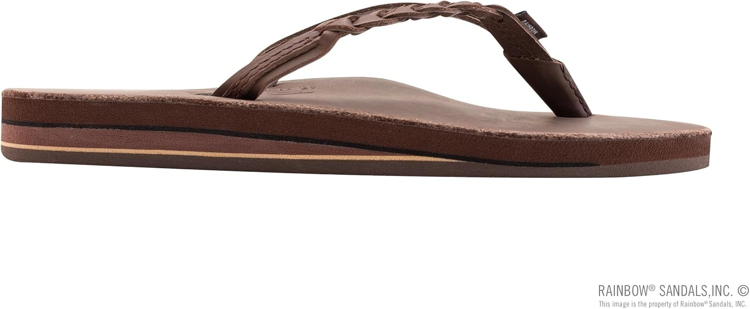 Rainbow Sandals Women’s Double Layer Flirty Braidy Premier Leather w/Single Braided Strap(Mocha)