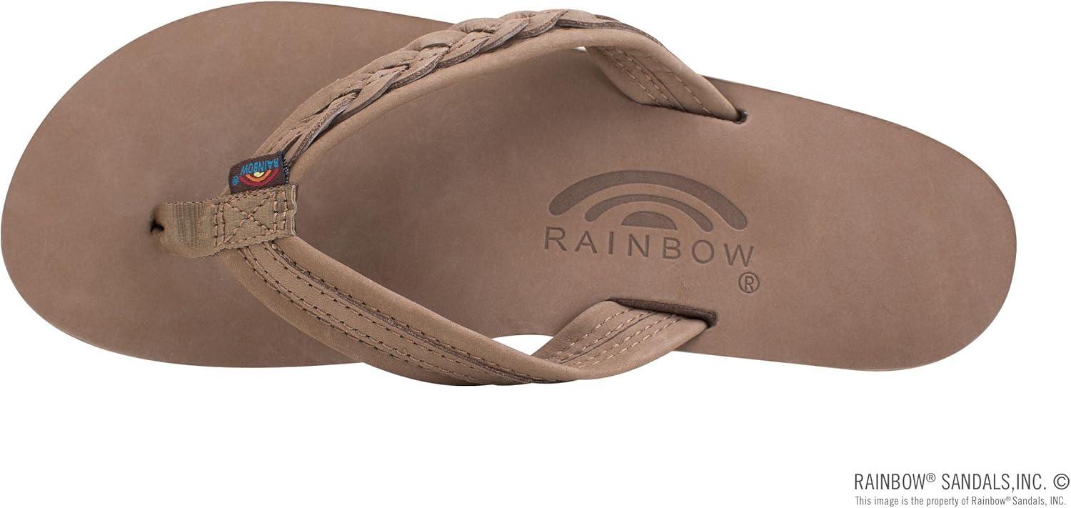 Rainbow Sandals Madison – Double Layer Arch Support with a Braid on a 3/4″ Medium Strap(Dark Brown)