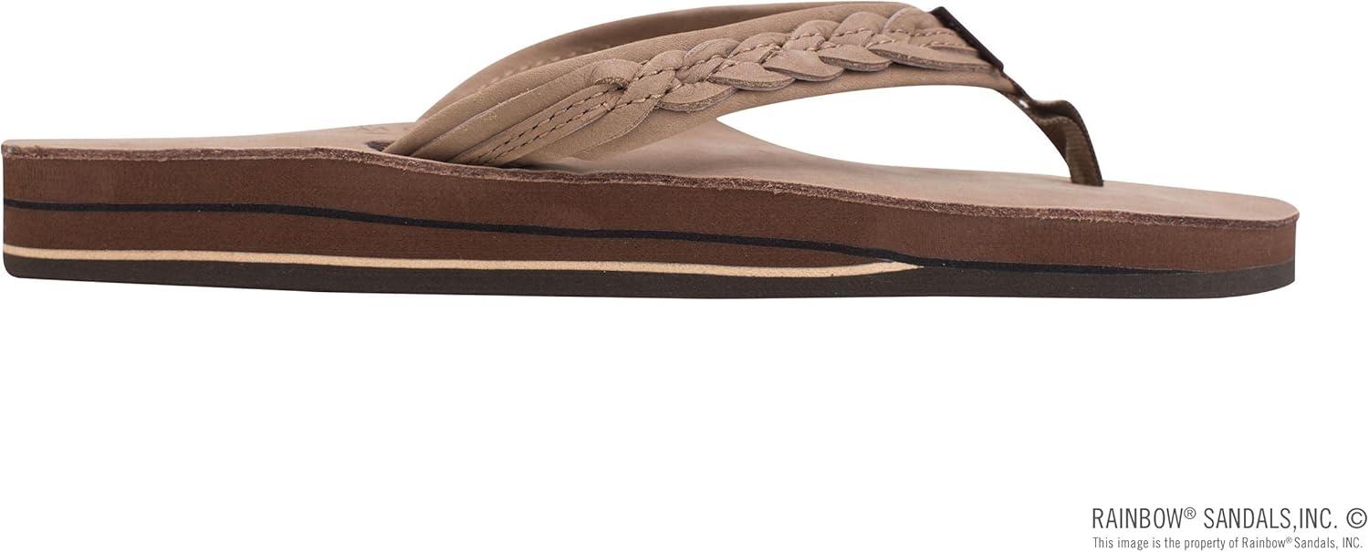 Rainbow Sandals Madison – Double Layer Arch Support with a Braid on a 3/4″ Medium Strap(Dark Brown)