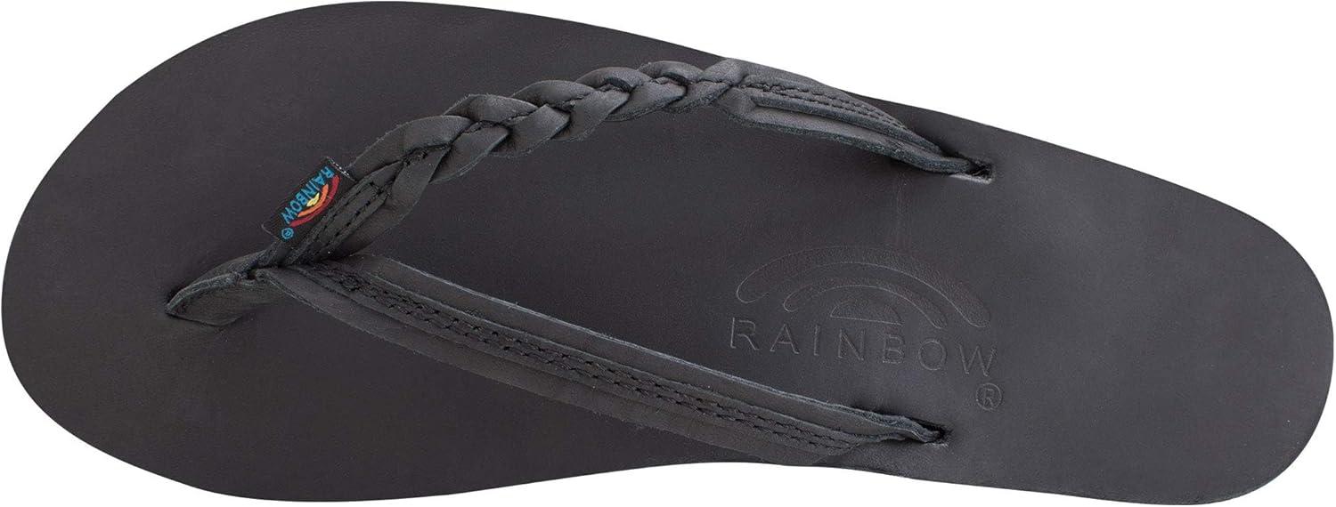 Rainbow Sandals Women’s Flirty Braidy Premier Leather w/Single Braided Strap(Classic Black)